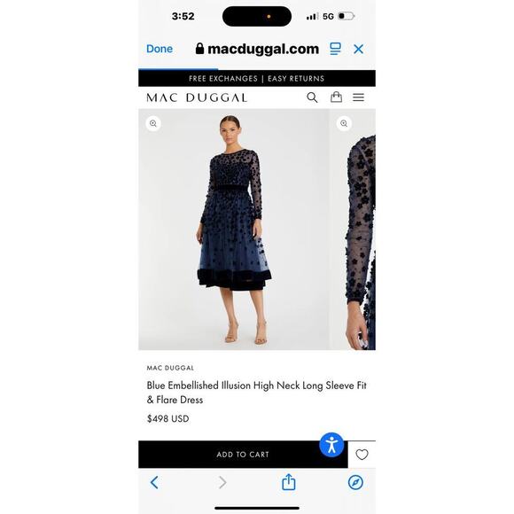 Mac Duggal Embellished Illusion High Neck Long Sleeve Fit & Flare Dress 12 NWT - Picture 2 of 13